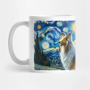 Starry Collie Dog Portrait - Pet Portrait Mug